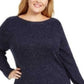 Karen Scott Women's Plus Size Curved Hem Tunic Navy Size 2X