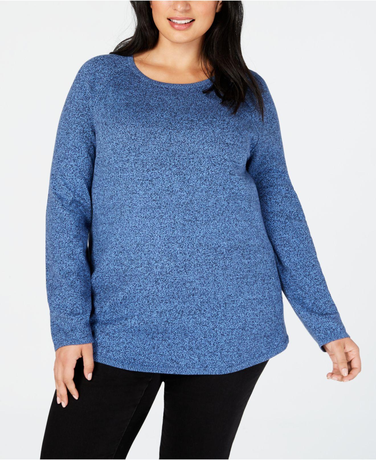 Karen Scott Women's Plus Size Curved Hem Tunic Blue Size 0X