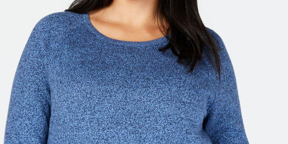 Karen Scott Women's Plus Size Curved Hem Tunic Blue Size 0X