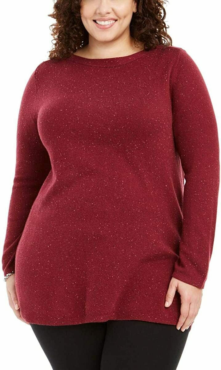 Karen Scott Women's Plus Size Curved Hem Tunic Red Size 0X