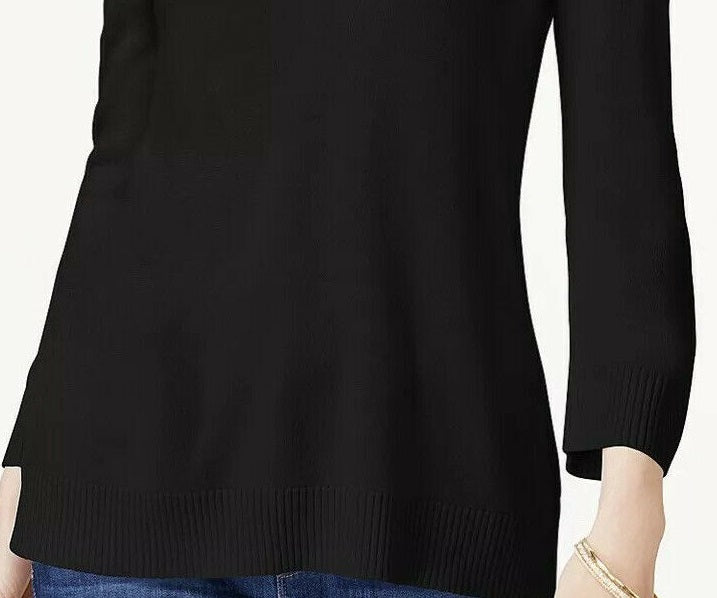 Karen Scott Women's V-Neck Solid Sweater  Black Size Extra Small
