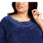 Karen Scott Women's Boat Neck Chenille Sweater Blue Size 1X