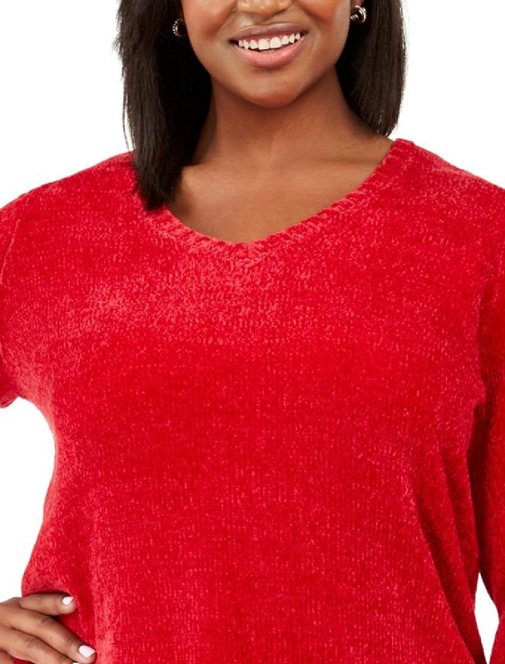 Karen Scott Women's Plus Size Boat-Neck Chenille Sweater Bright Red Size 3X