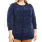 Karen Scott Women's Cable-Knit Chenille Sweater  Estate Blue Size Large