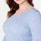 Karen Scott Women's Cotton Baby Cable-Knit Sweater Blue Size Medium