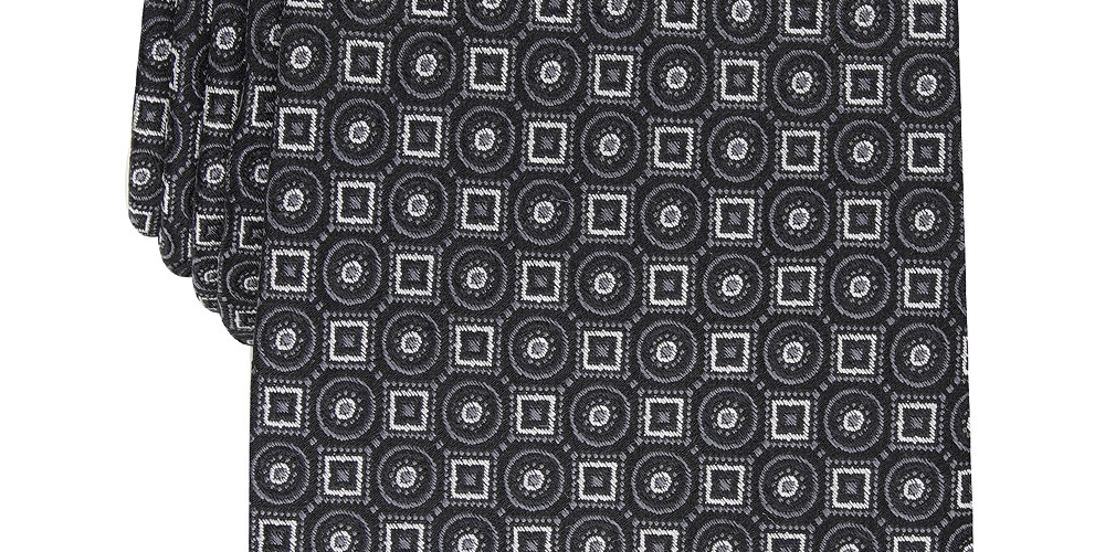 Tasso Elba Men's Classic Neat Silk Tie Black Size Regular