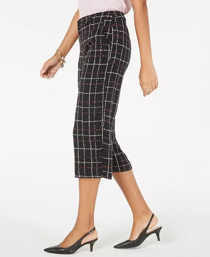Alfani Women's Petite Printed Belted Culottes Black Size 4