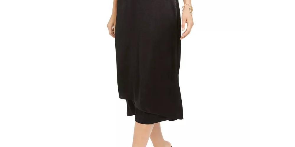 Alfani Women's Faux-Wrap Skirt Black Size 10