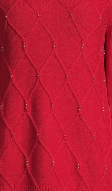Karen Scott Women's Diamond Cable-Knit Sweater  Red Size Extra Small
