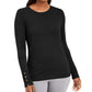 JM Collection Women's Button-Sleeve Crew-Neck Sweater Black Size Large