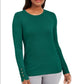 JM Collection Women's  Button-Cuff Crewneck Sweater Green Size Small