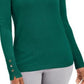 JM Collection Women's  Button-Cuff Crewneck Sweater Green Size Small