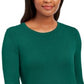 JM Collection Women's Button-Cuff Crewneck Sweater Green Size Extra Large