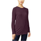 JM Collection Women's Button-Cuff Crewneck Sweater Purple Size Extra Large