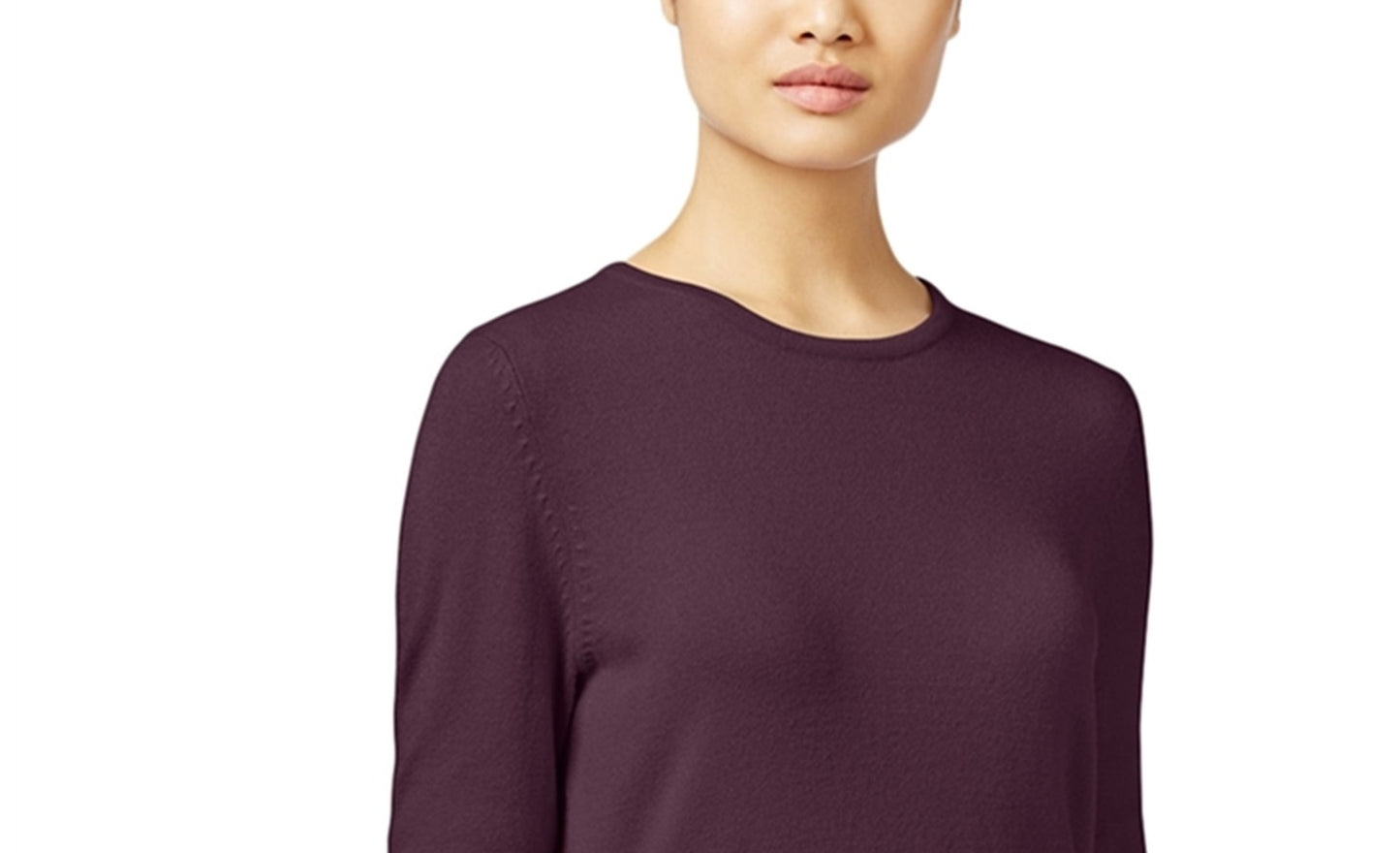 JM Collection Women's Button-Cuff Crewneck Sweater Purple Size Extra Large
