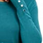 JM Collection Women's Petite Button-Cuff Crewneck Sweater Green Size Petite
