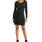 Style & Co Women's Ribbed-Knit Sweater Dress Black Size Medium