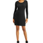 Style & Co Women's Ribbed-Knit Sweater Dress Black Size X-Large
