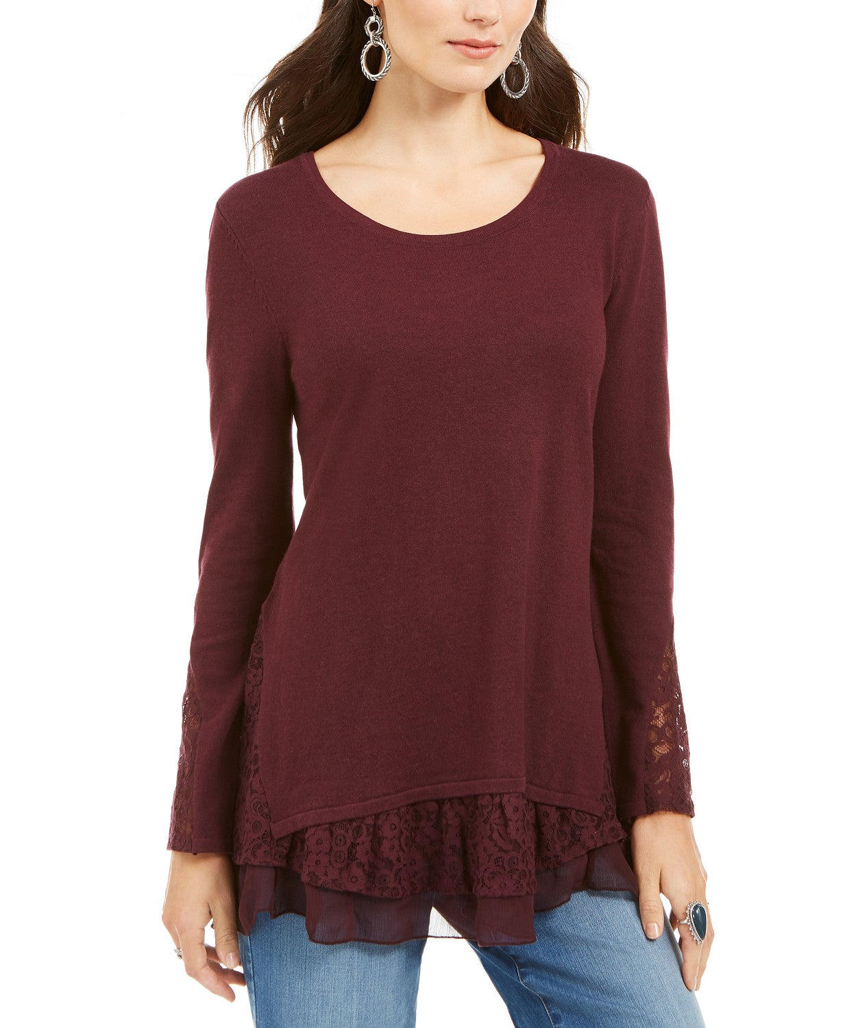 Style & Co Women's Layered-Look Tunic Red Size Extra Small