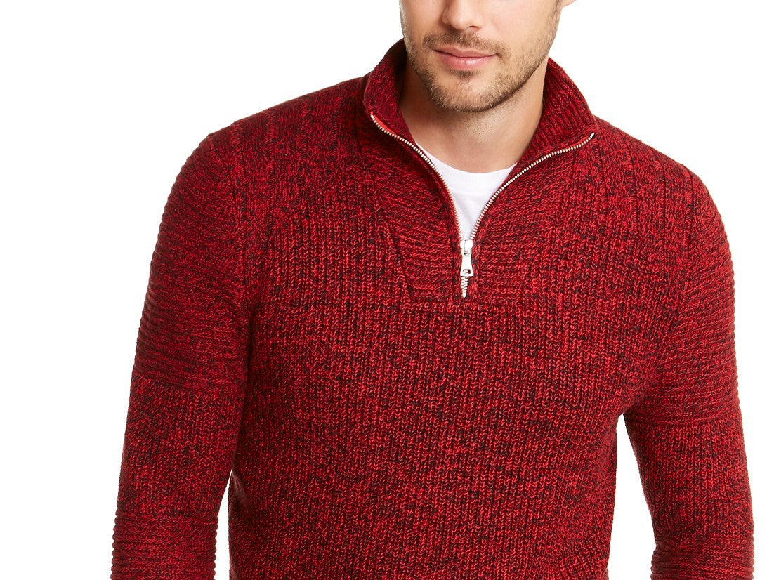 INC International Concepts Men's Quarter-Zip Sweater Red Size Small