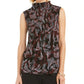 Alfani Women's Printed Smocked Mock-Neck Top Red Size Small