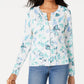 Charter Club Women's Floral-Print Cardigan White Size Small