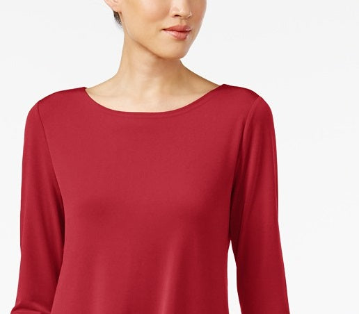 Alfani Women's Petite Solid Swing Top  Red Size Medium