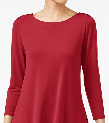 Alfani Women's Petite Solid Swing Top  Red Size Medium