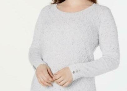 Karen Scott Women's Diamond Cable-Knit Sweater White Size Large