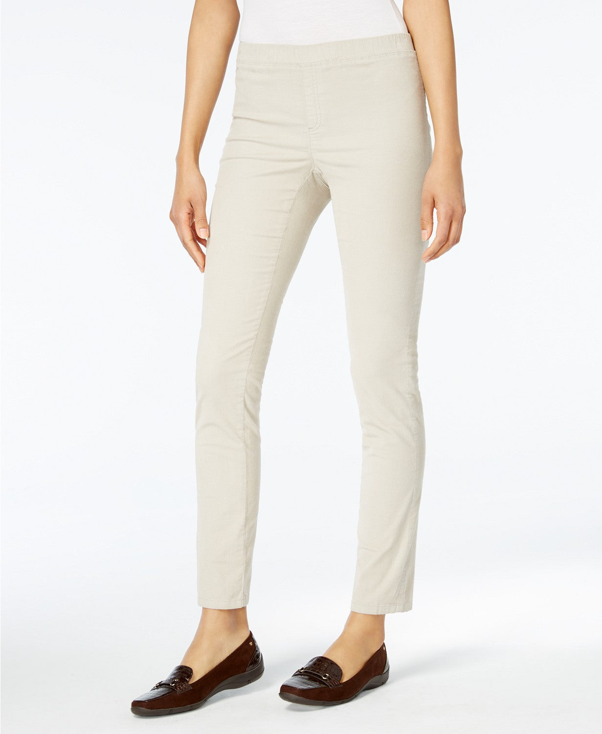 Karen Scott Women's Petite Corduroy Pull-On Pants Gray Size PM