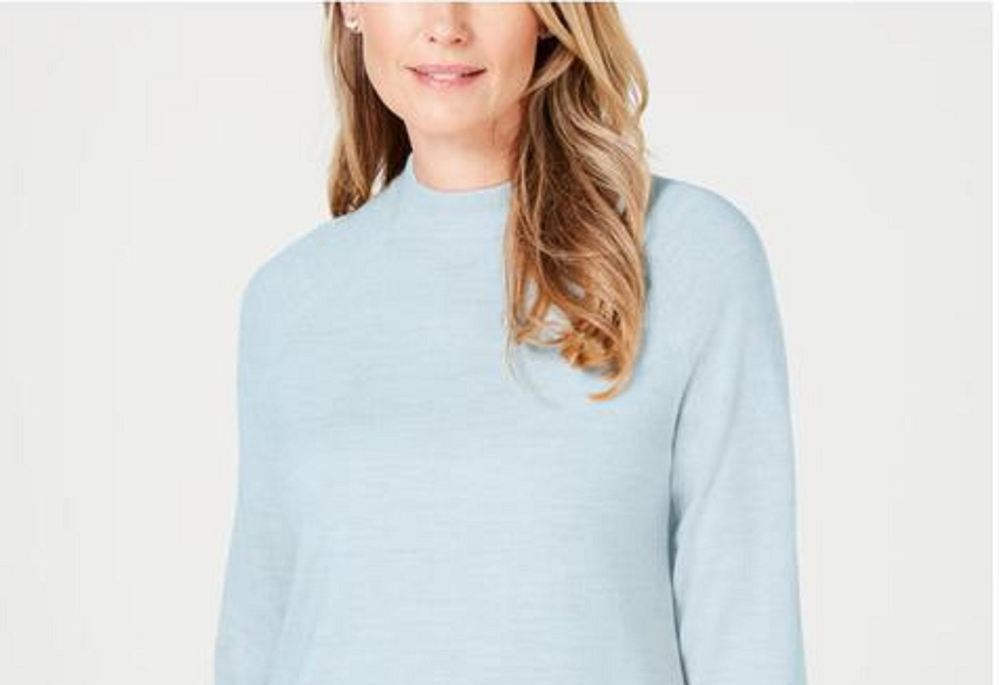 Karen Scott Women's Zip-Back Mock-Neck Sweater Blue Size Extra Large