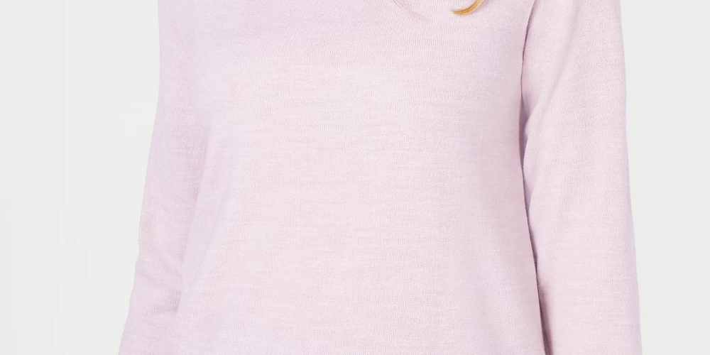 Karen Scott Women's Zip Back Mock Neck Sweater Pink Size Large