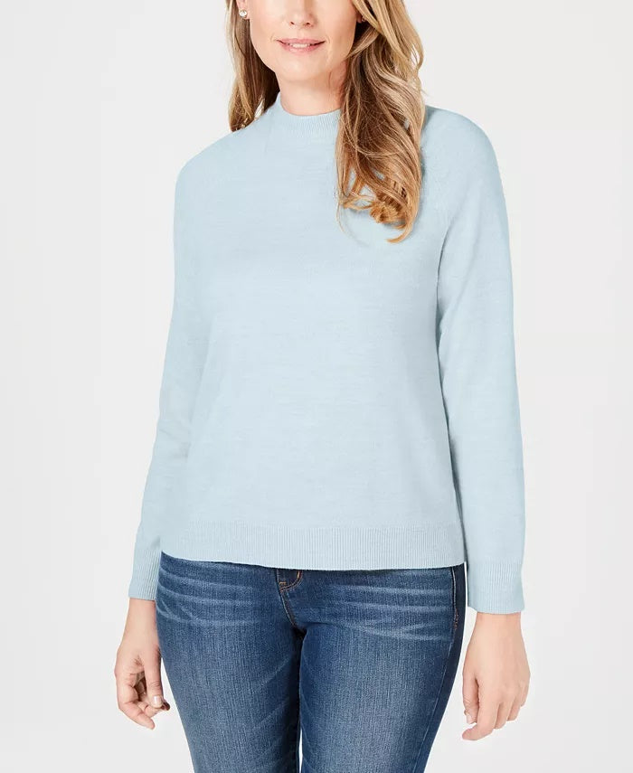 Karen Scott Women's Mock-Neck Sweater Blue Size Petite Small