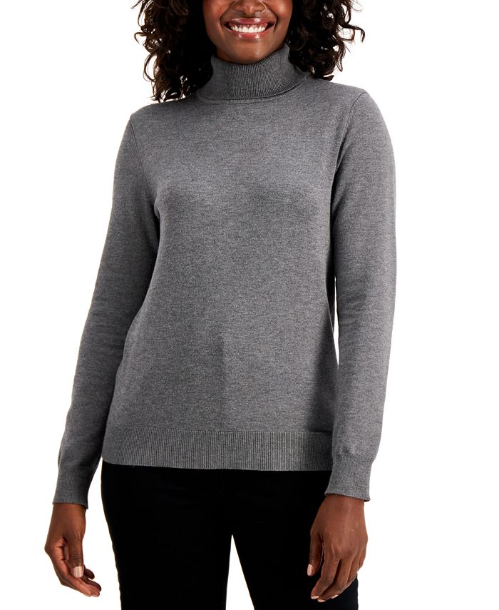 Karen Scott Women's Turtleneck Sweater Charcoal Size Large