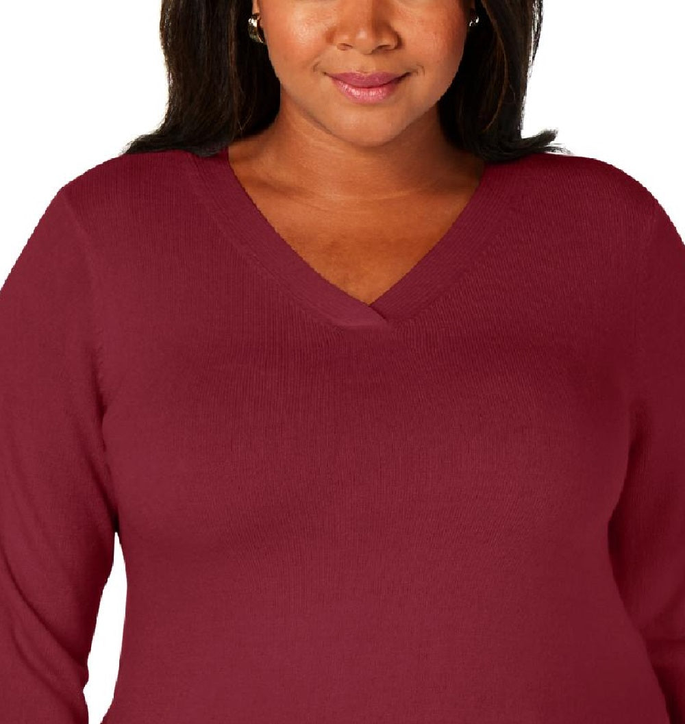 Karen Scott Women's V-Neck Sweater Red Size Small
