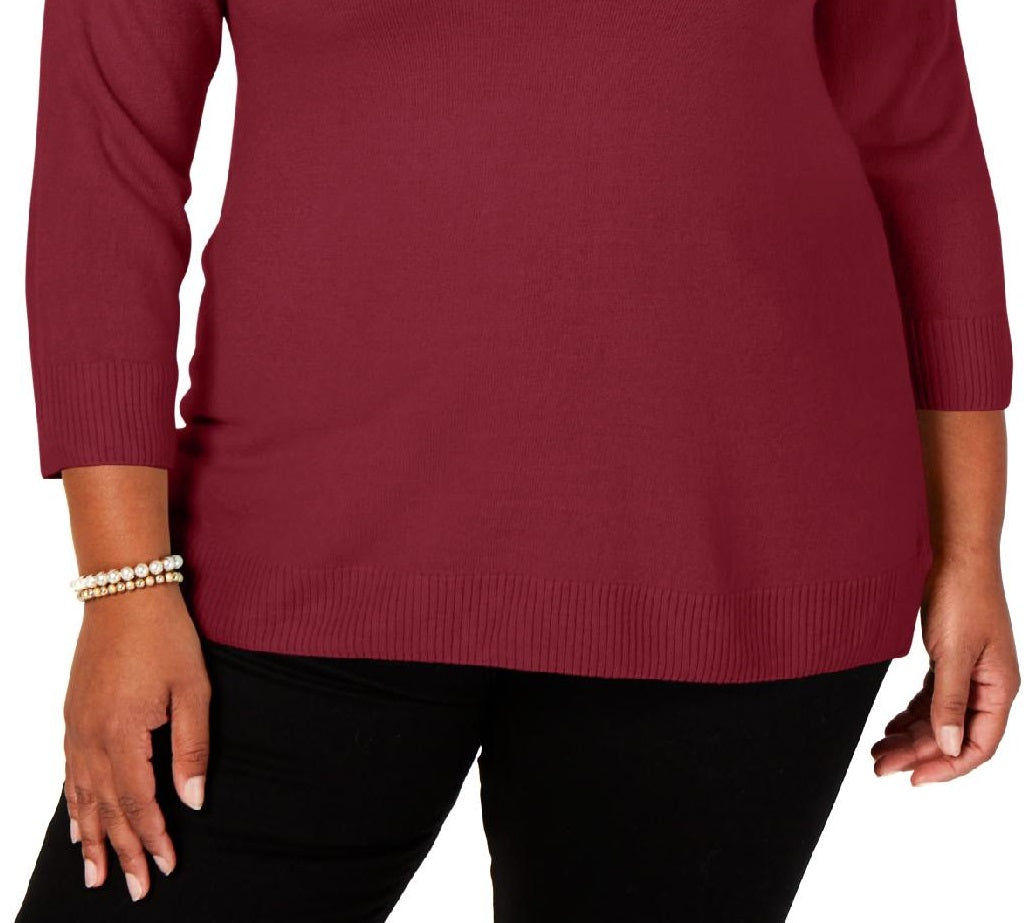Karen Scott Women's V-Neck Sweater Red Size Small