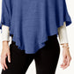 Karen Scott Women's Asymmetric Ruffled Poncho Blue Size X-Large