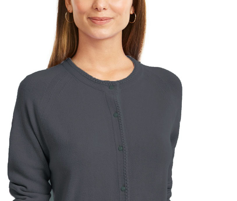 Karen Scott Women's Bead-Button Cardigan  Black Size Extra Large