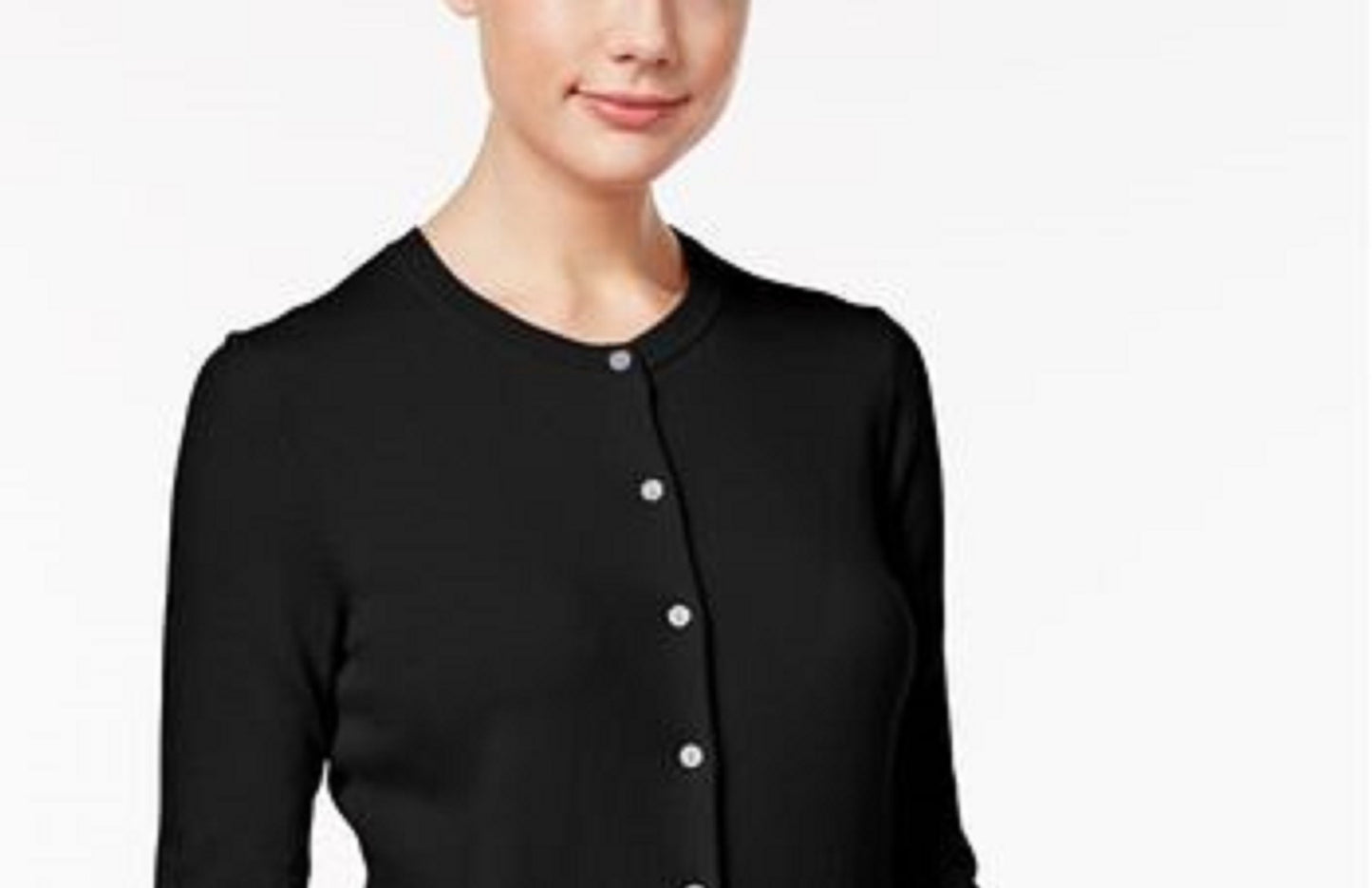 Karen Scott Women's Bead-Button Cardigan Black Size Extra Small