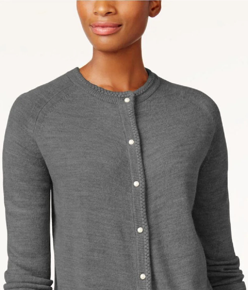 Karen Scott Women's Bead-Button Cardigan Gray Size 2 Extra Large