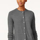 Karen Scott Women's Petite Luxsoft Button Cardigan Charcoal Size Petite