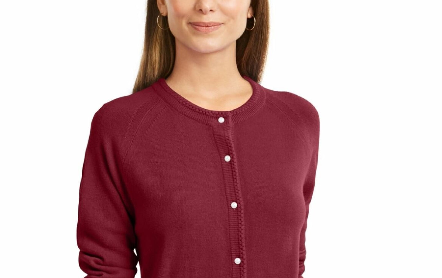 Karen Scott Women's Petite Luxsoft Button Cardigan Wine Size Medium