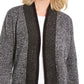 Karen Scott Women's Contrast-Trim Open-Front Cardigan  Black Size Large