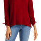 Style & Co Women's Petite Drawstring Tie-Cuff Top Red Size PP