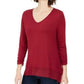 Style & Co Women's V-Neck Chiffon-Hem Top Purple Size Large