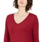 Style & Co Women's V-Neck Chiffon-Hem Top Purple Size Large