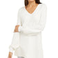 Alfani Women's Ribbed Knit Tunic Sweater White Size Petite Large