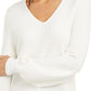 Alfani Women's Ribbed Knit Tunic Sweater White Size Petite Large