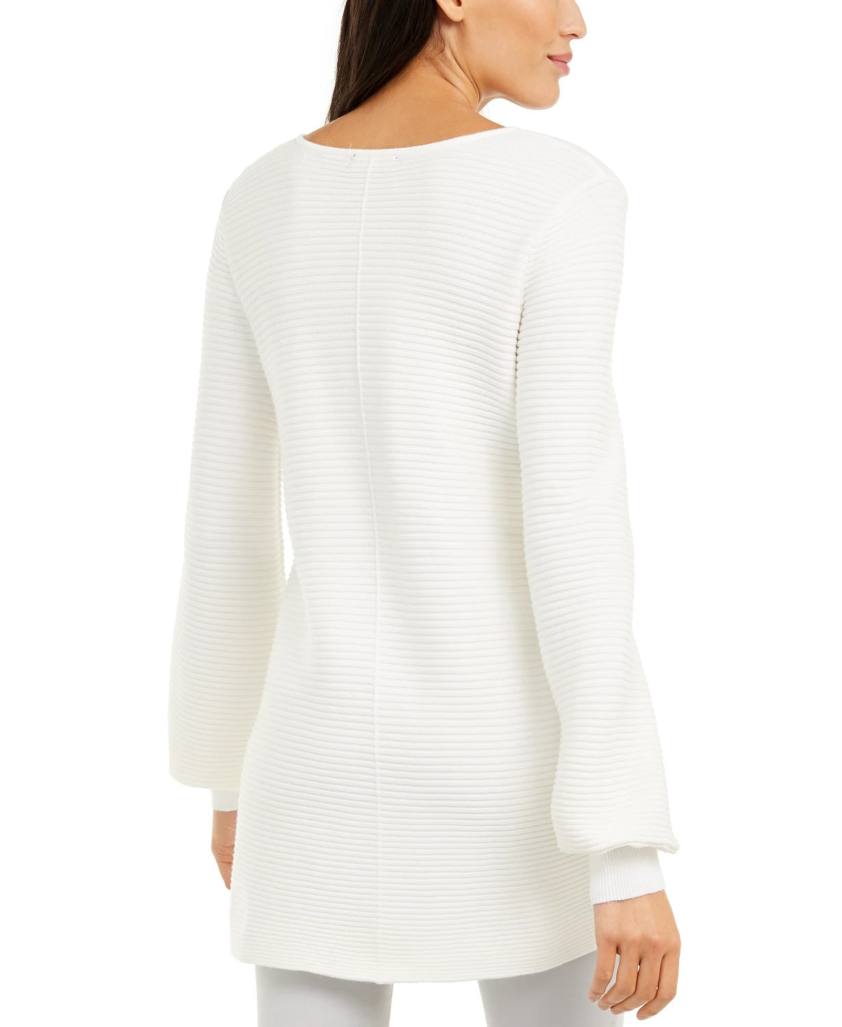 Alfani Women's Ribbed Knit Tunic Sweater White Size Petite Small