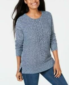 Karen Scott Women's Cable Knit Panel Sweater Medium Blue Size Extra Large